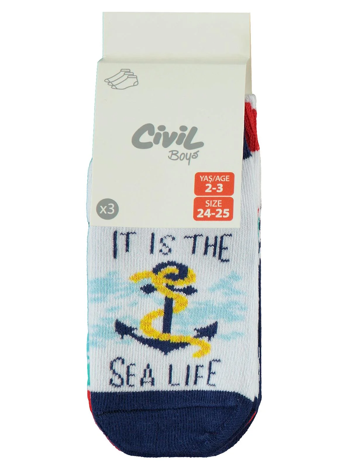 Civil Boys Sea 3'lü 2-12 Yaş Erkek Patik Çorap - Image 2