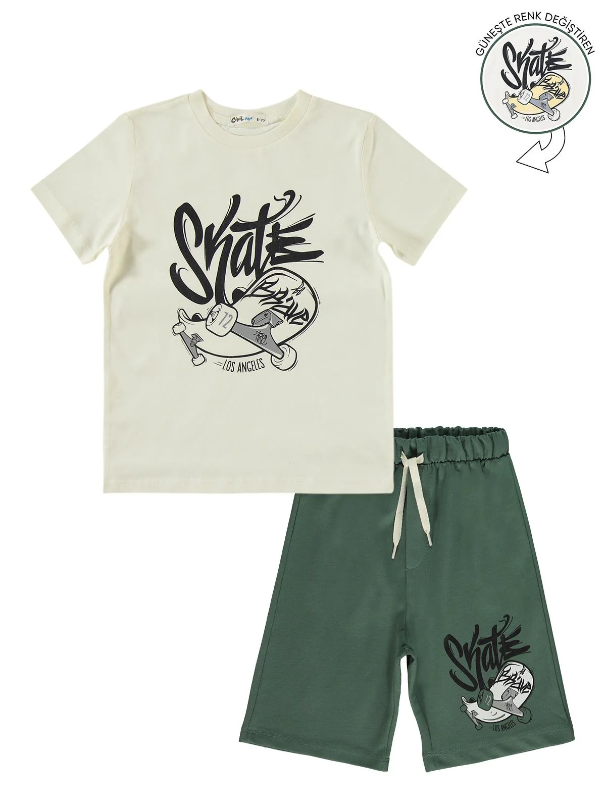 Civil Boys Skate Güneşte Renk Değiştiren 6-9 Yaş Takım - Haki - Image 5