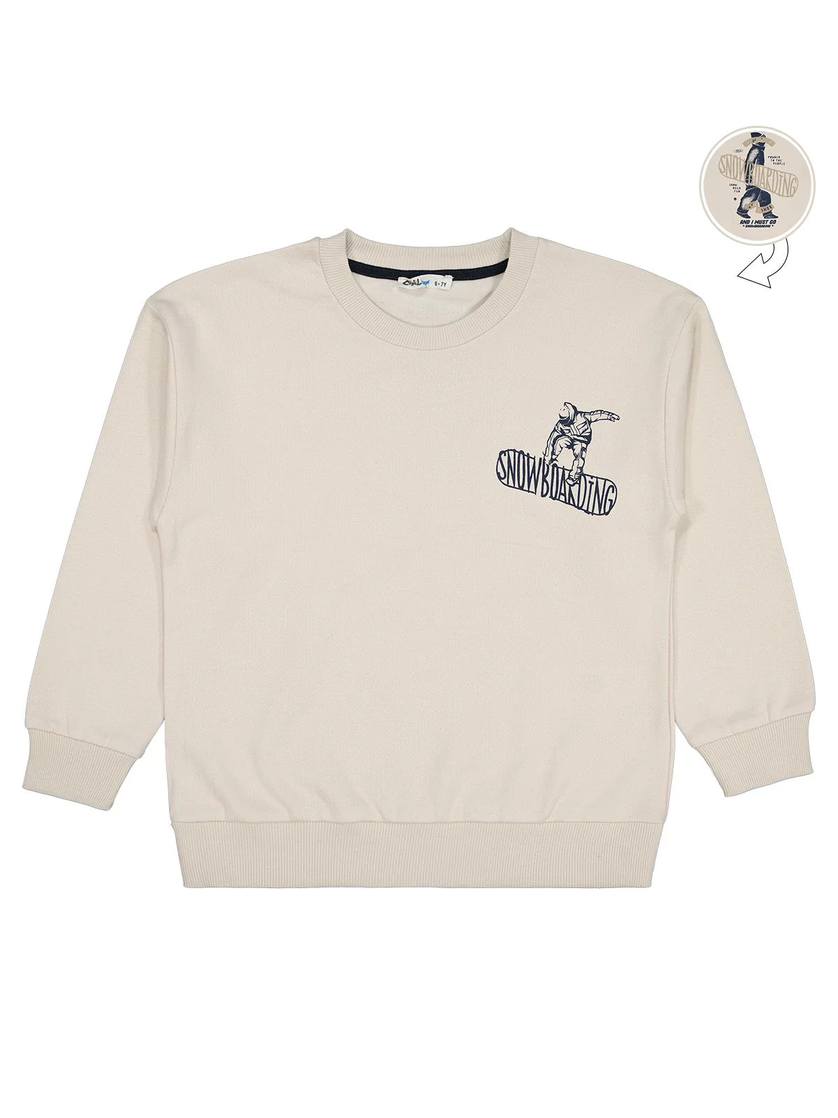Civil Boys Snowboarding Baskılı 6-9 Yaş Sweatshirt - Bej - Image 6