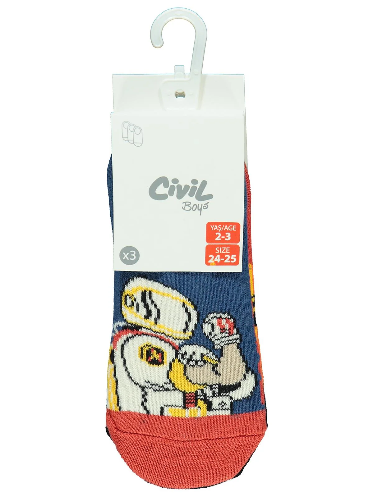Civil Boys Space 3'lü 2-12 Yaş Erkek Babet Çorap - Image 2