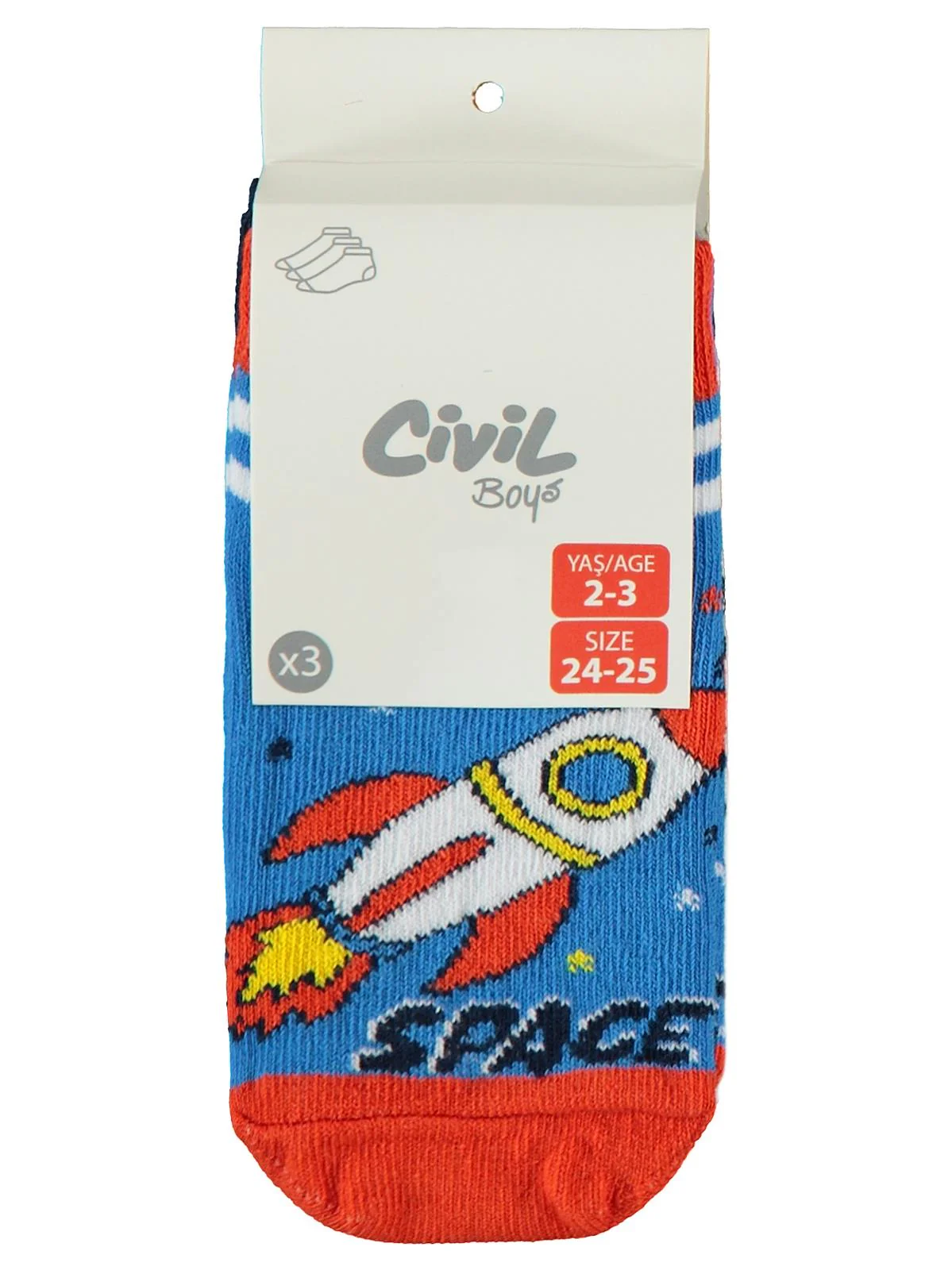 Civil Boys Space 3'lü 2-12 Yaş Erkek Patik Çorap - Image 4