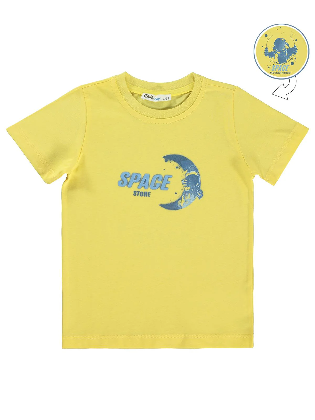Civil Boys Space Store Baskılı 2-5 Yaş Tişört - Sarı