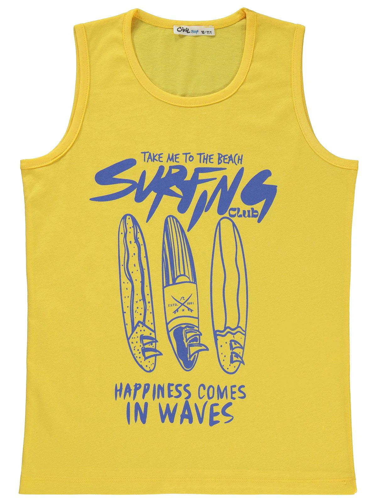 Civil Boys Surfıng Baskılı 10-13 Yaş Tişört - Sarı - Image 3