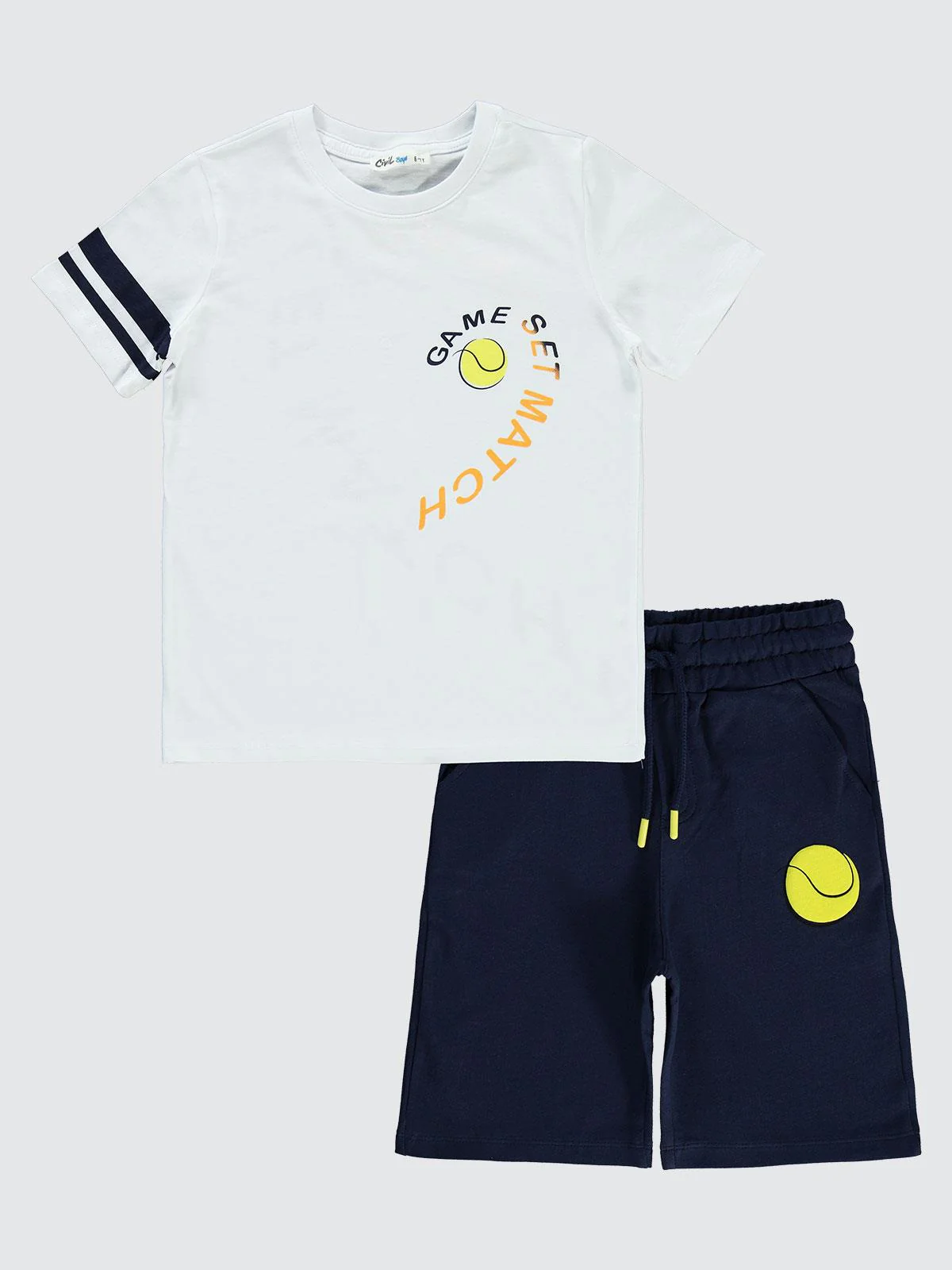Civil Boys Tenis Baskılı Kaprili Takım 6-9 Yaş Takım - Lacivert - Image 2