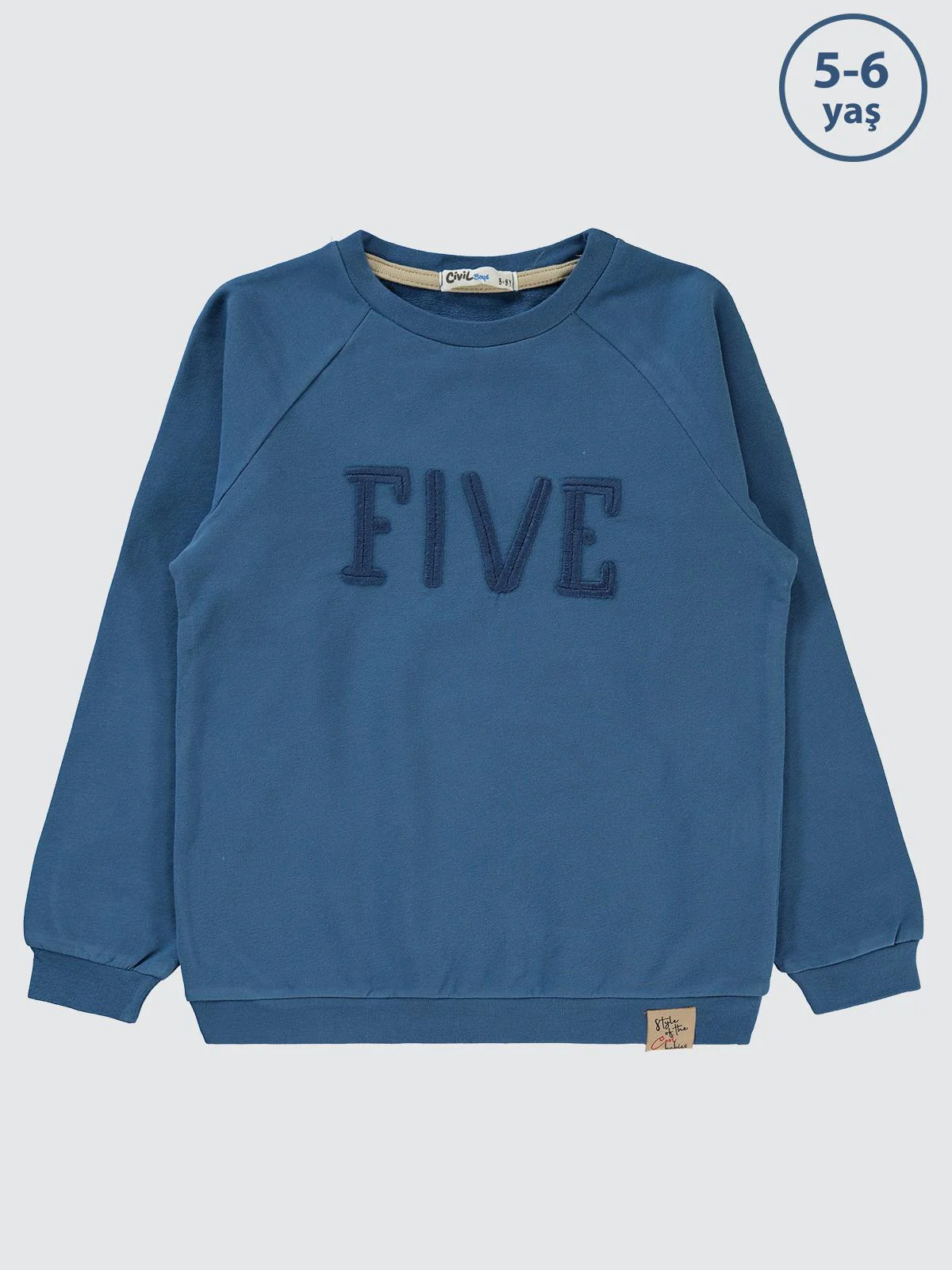 Civil Boys Two Nakışlı 2-5 Yaş Sweatshirt - Mavi - Image 3