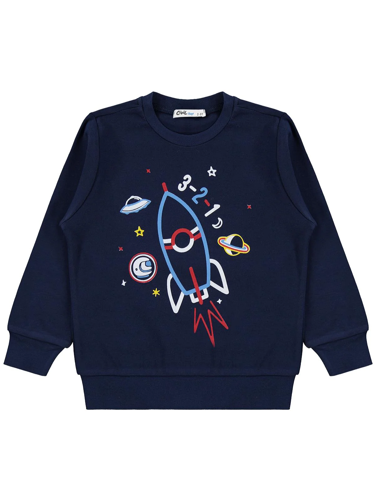 Civil Boys Uzay Mekiği Baskılı 2-5 Yaş Sweatshirt Km - Lacivert