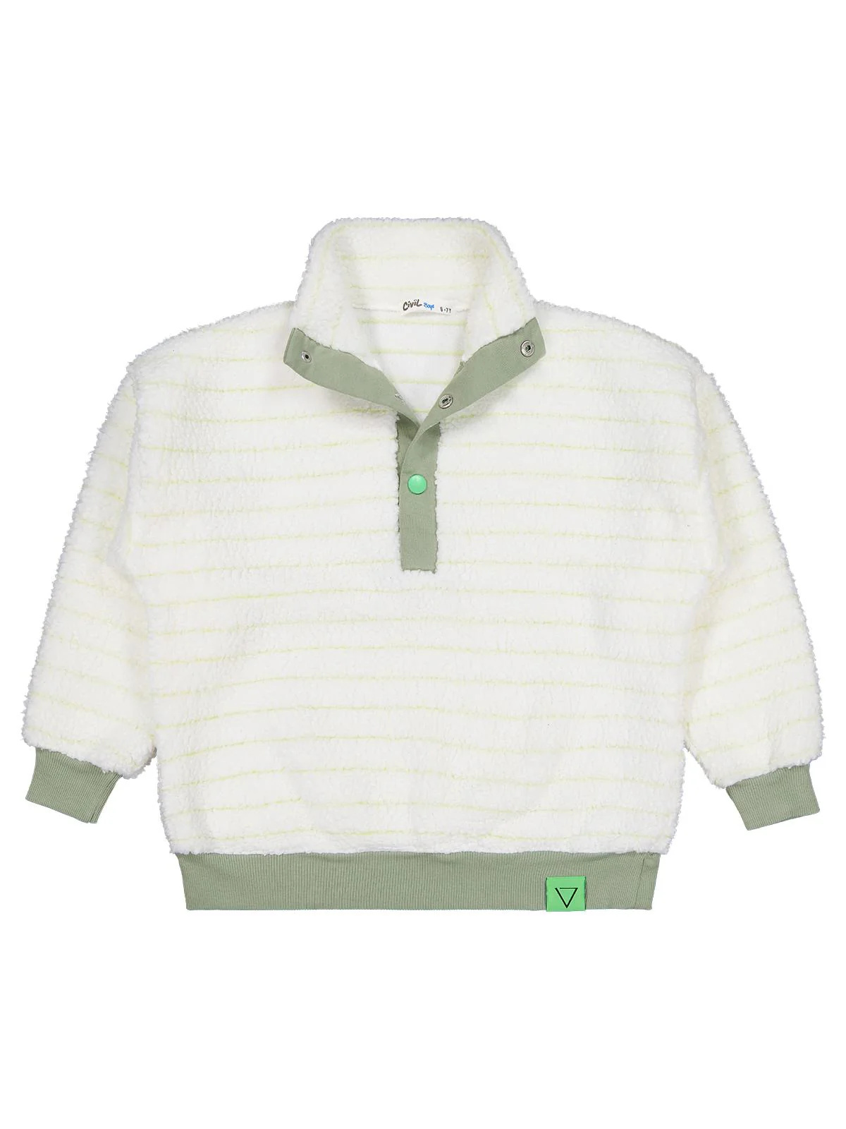 Civil Boys Yakası Patlı Çizgili 6-9 Yaş Sweatshirt - Yeşil - Image 11
