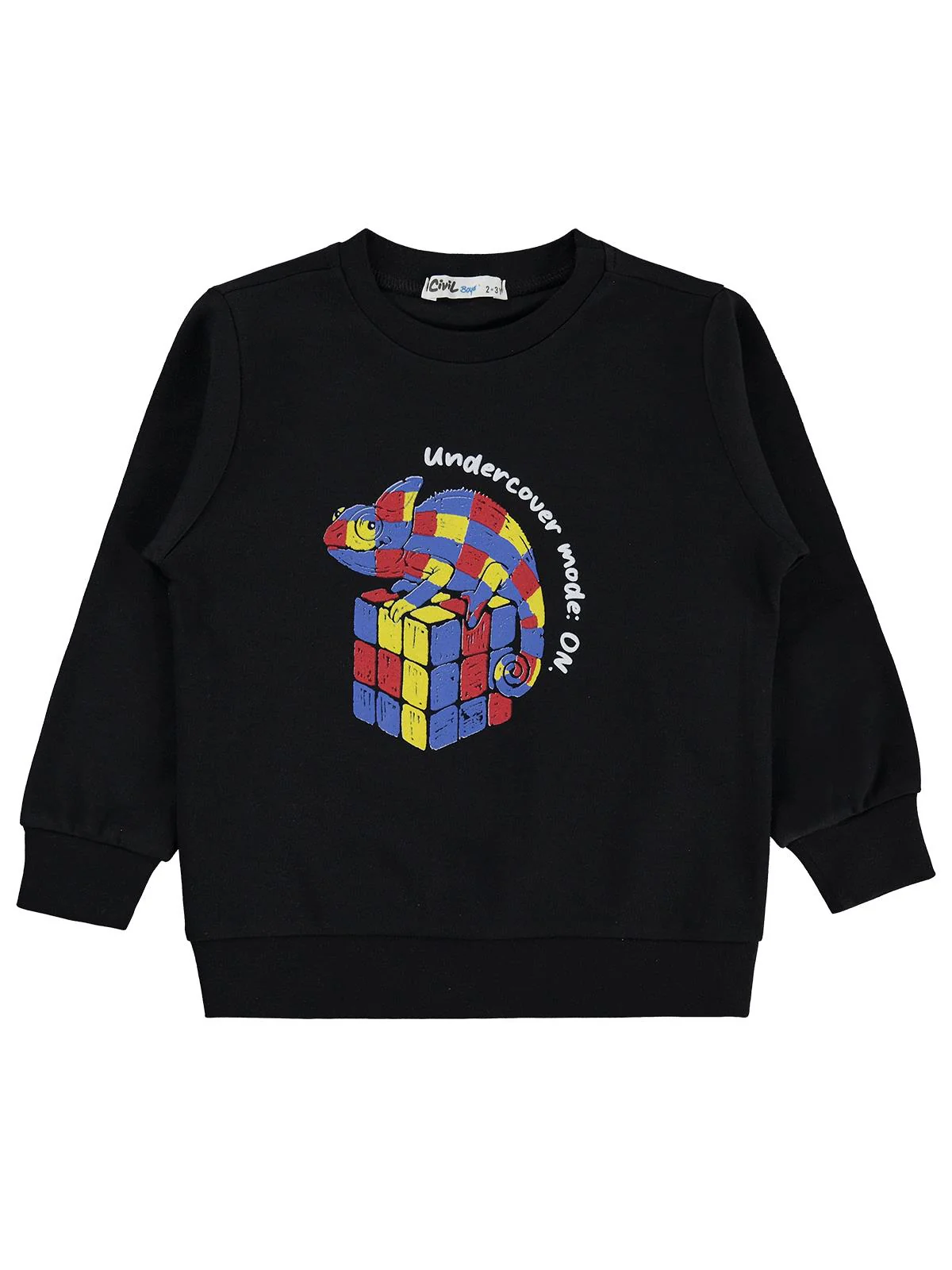 Civil Boys Zeka Küpü iguana Baskılı 2-5 Yaş Sweatshirt - Siyah - Image 3