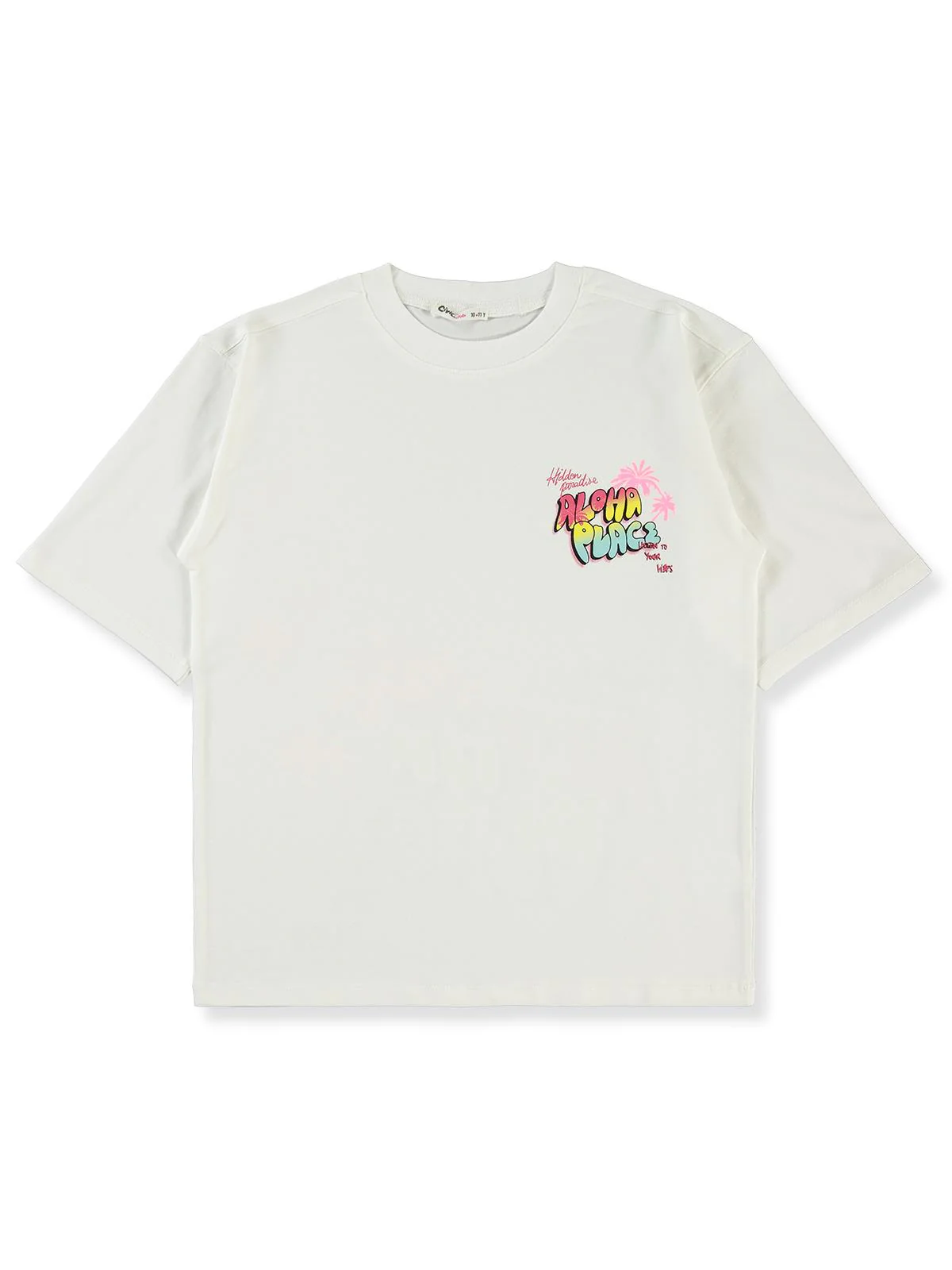 Civil Girls Aloha Place 10-13 Yaş Tişört - Ekru