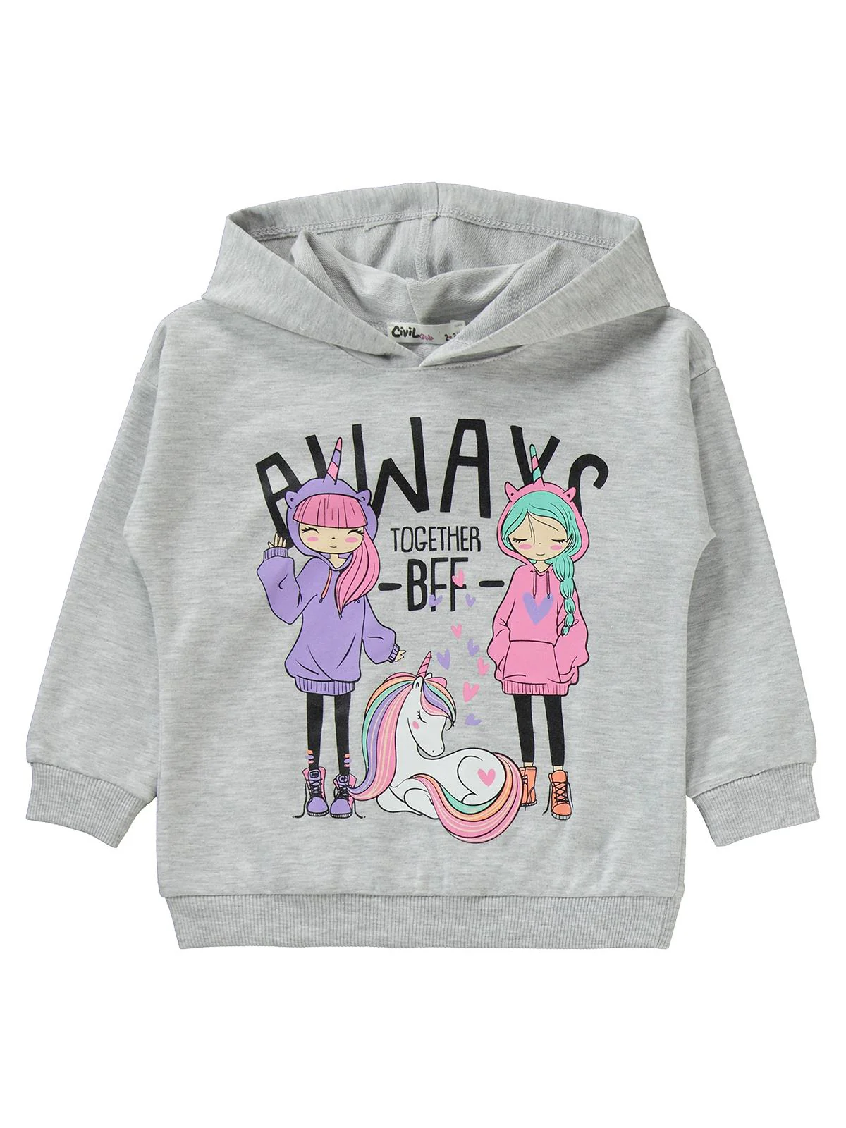 Civil Girls Always Anime Baskılı 2-5 Yaş Eşofman Takımı - Gri - Image 3