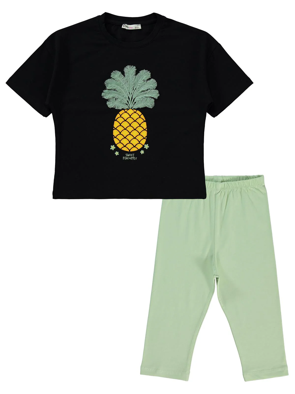 Civil Girls Ananas Baskılı 6-9 Yaş Takım - Siyah - Image 2