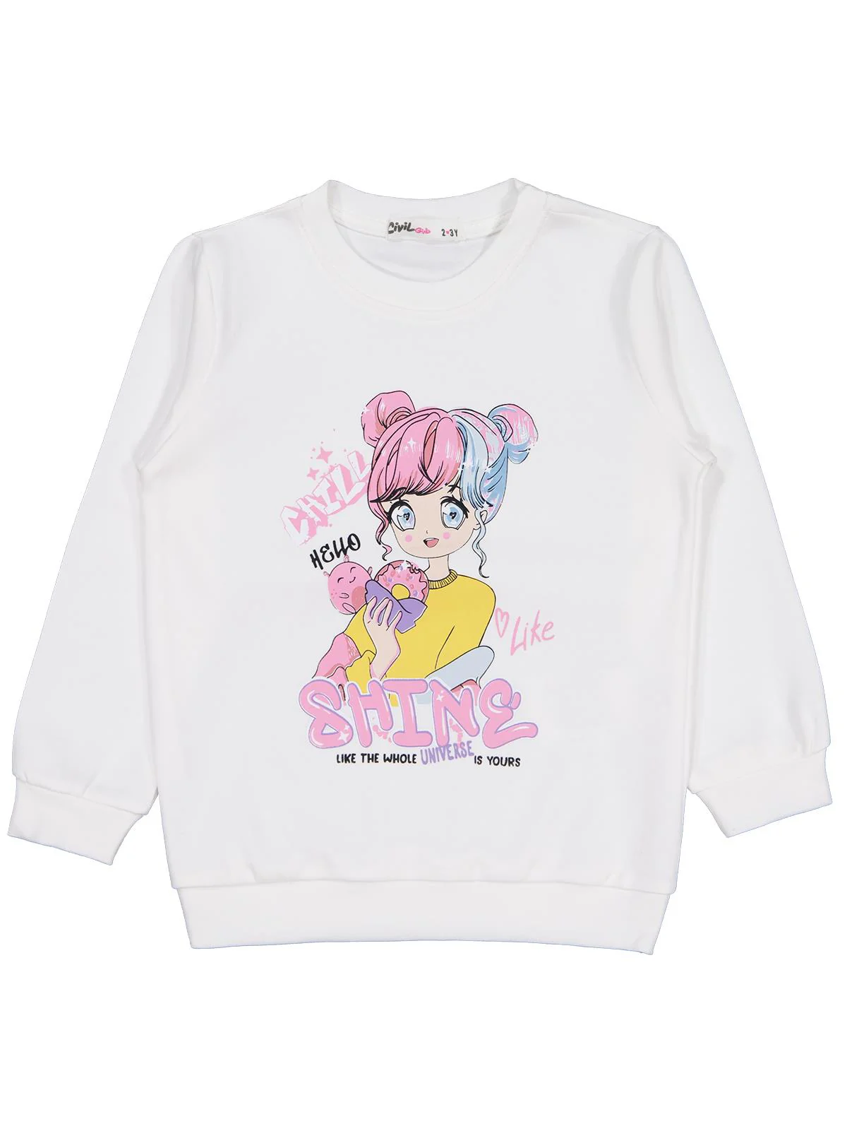 Civil Girls Anime Baskılı 2-5 Yaş Sweatshirt - Ekru - Image 3
