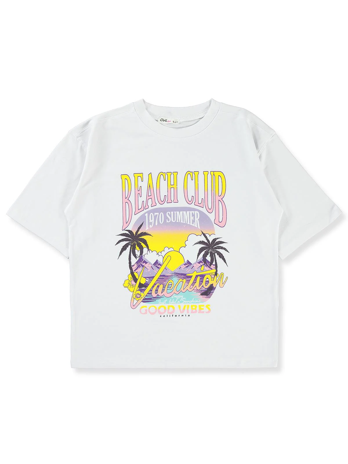 Civil Girls Beache Clup 10-13 Yaş Tişört - Beyaz