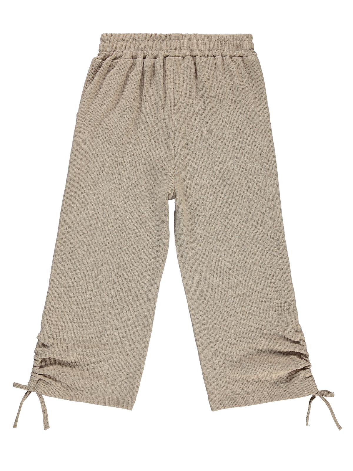 Civil Girls Bol Paça Yırtmaçlı 6-9 Yaş Pantolon - Bej - Image 2