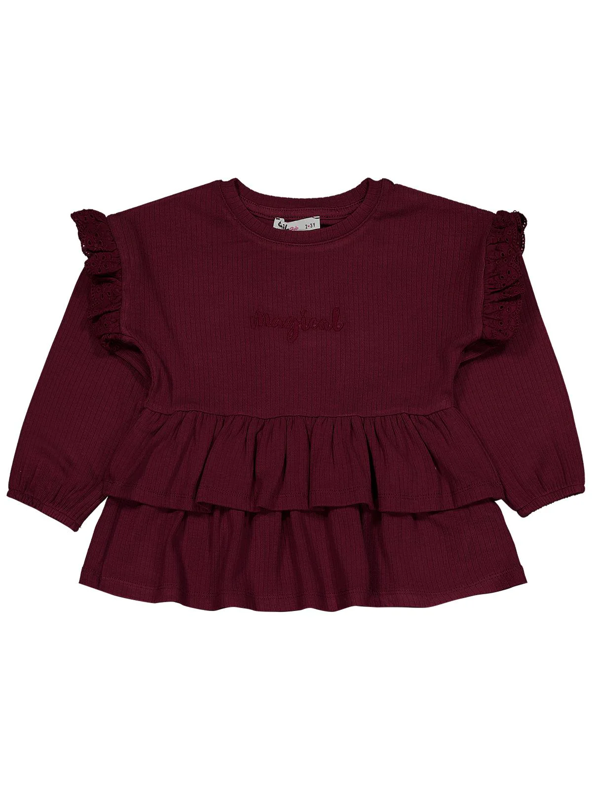 Civil Girls Brodeli 2-5 Yaş Takım - Bordo - Image 2