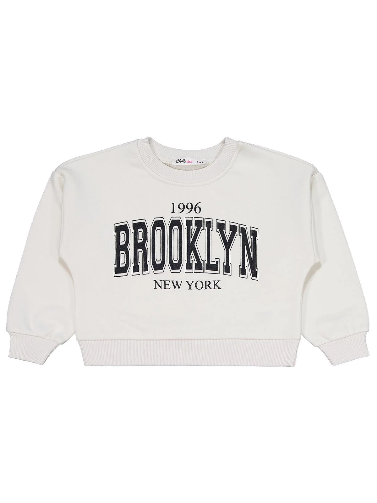 Civil Girls Brooklyn Baskılı 2-5 Yaş Eşofman Takımı - Ekru - Image 3