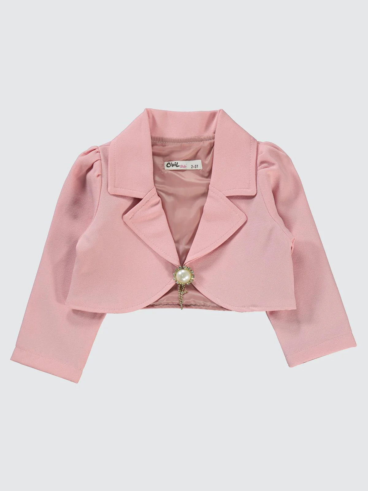 Civil Girls Broşlu 2-5 Yaş Bolero - Pudra - Image 2