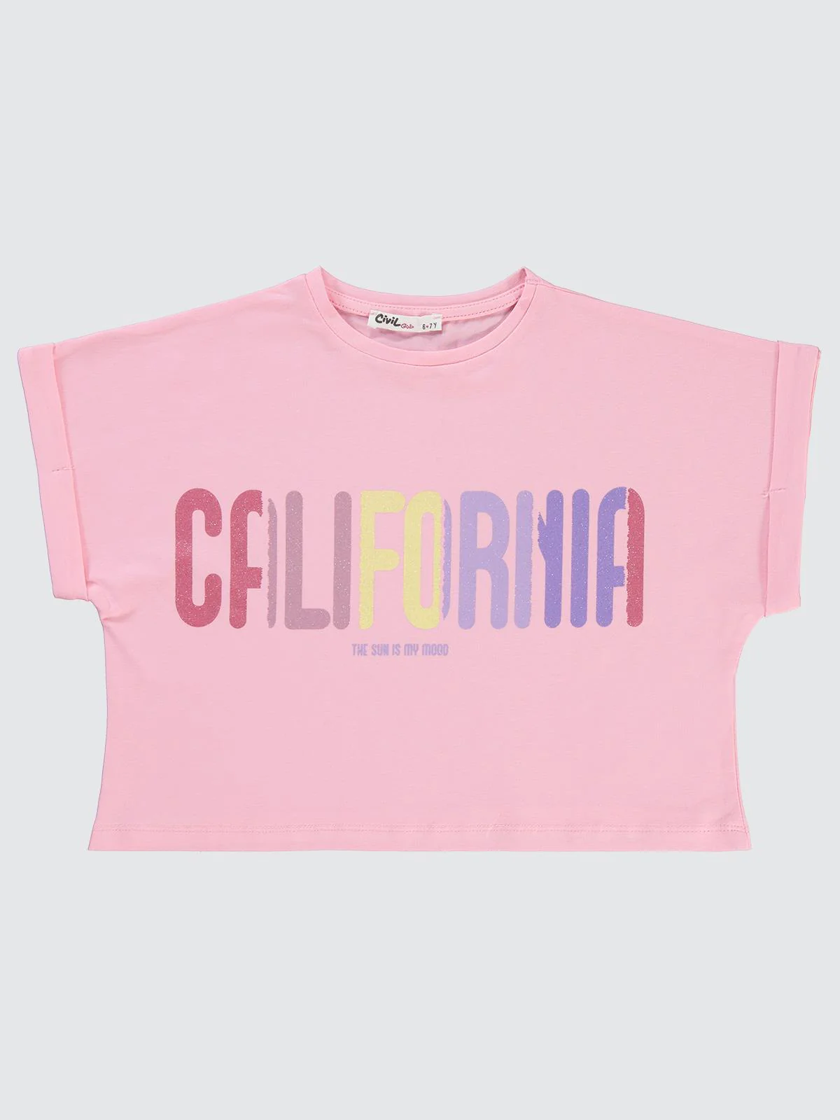 Civil Girls California Baskılı 6-9 Yaş Tişört - Pembe