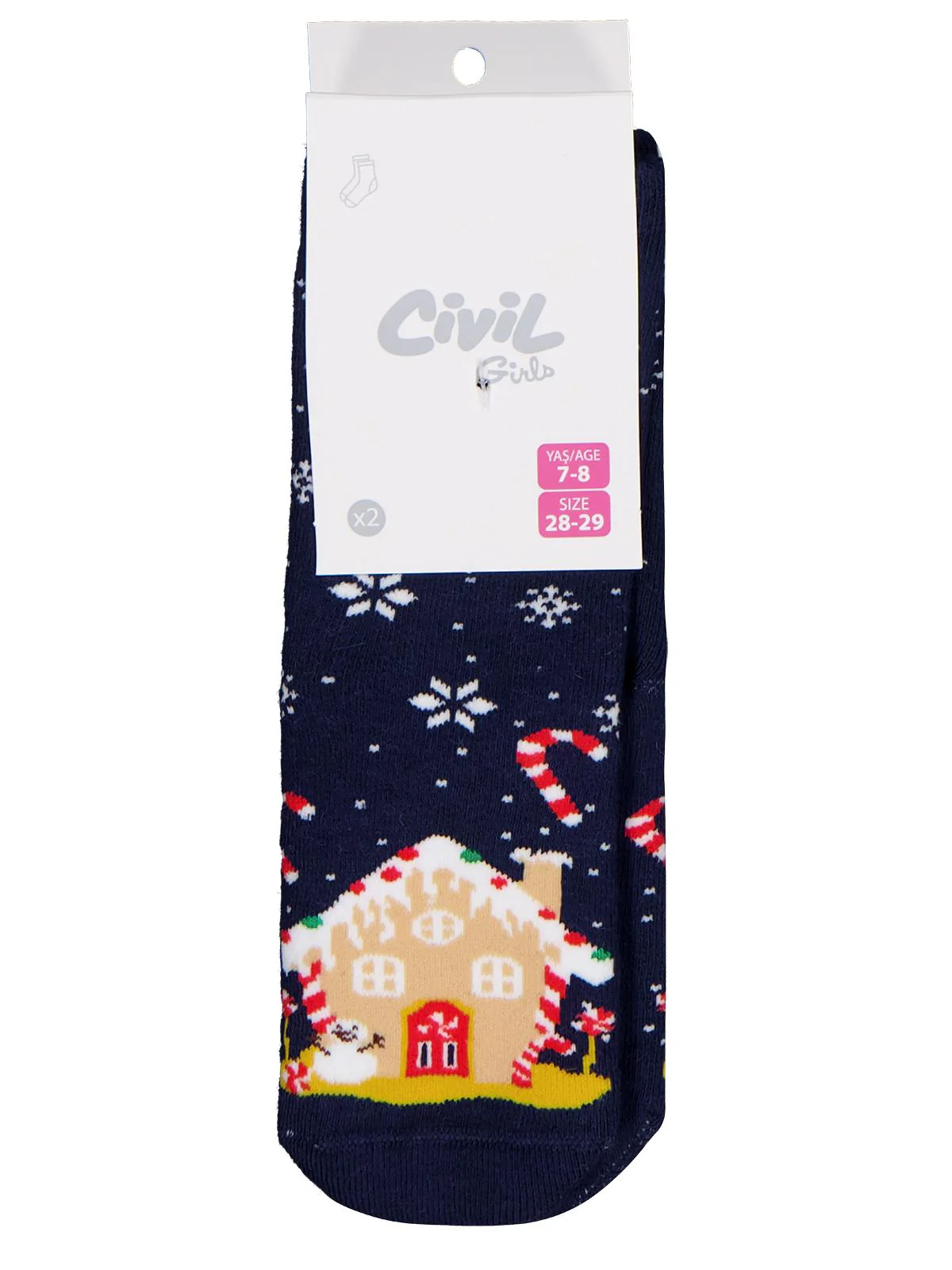 Civil Girls Candy House Havlu  2'li 3-11 Yaş Kız Soket Çorap - Image 7