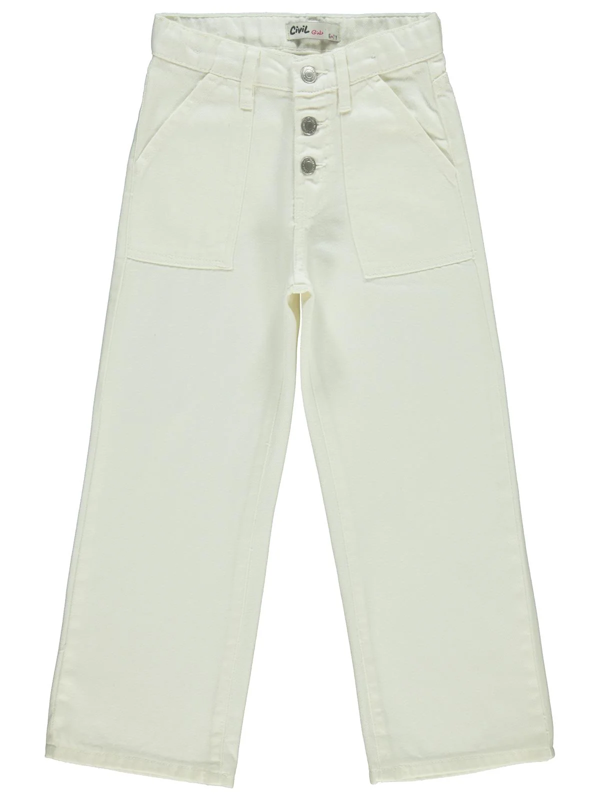 Civil Girls Cepli 6-9 Yaş Pantolon - Beyaz - Image 3