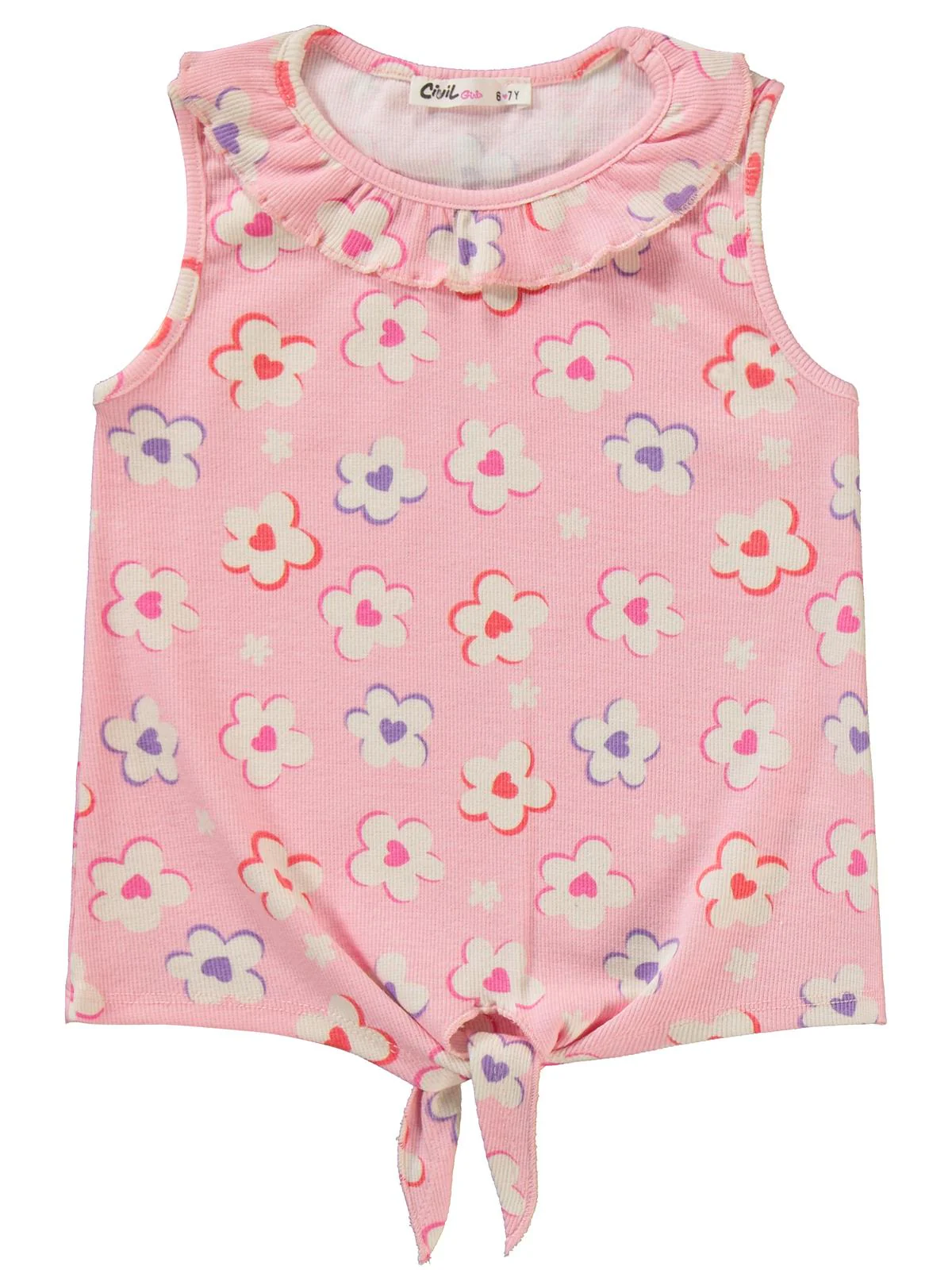 Civil Girls Çiçek Baskılı 6-9 Yaş Takım - Pembe - Image 2