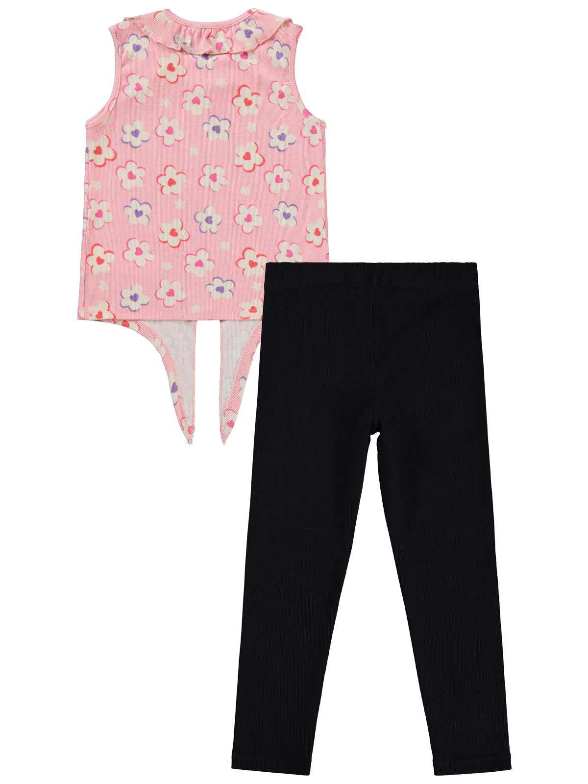 Civil Girls Çiçek Baskılı 6-9 Yaş Takım - Pembe - Image 3