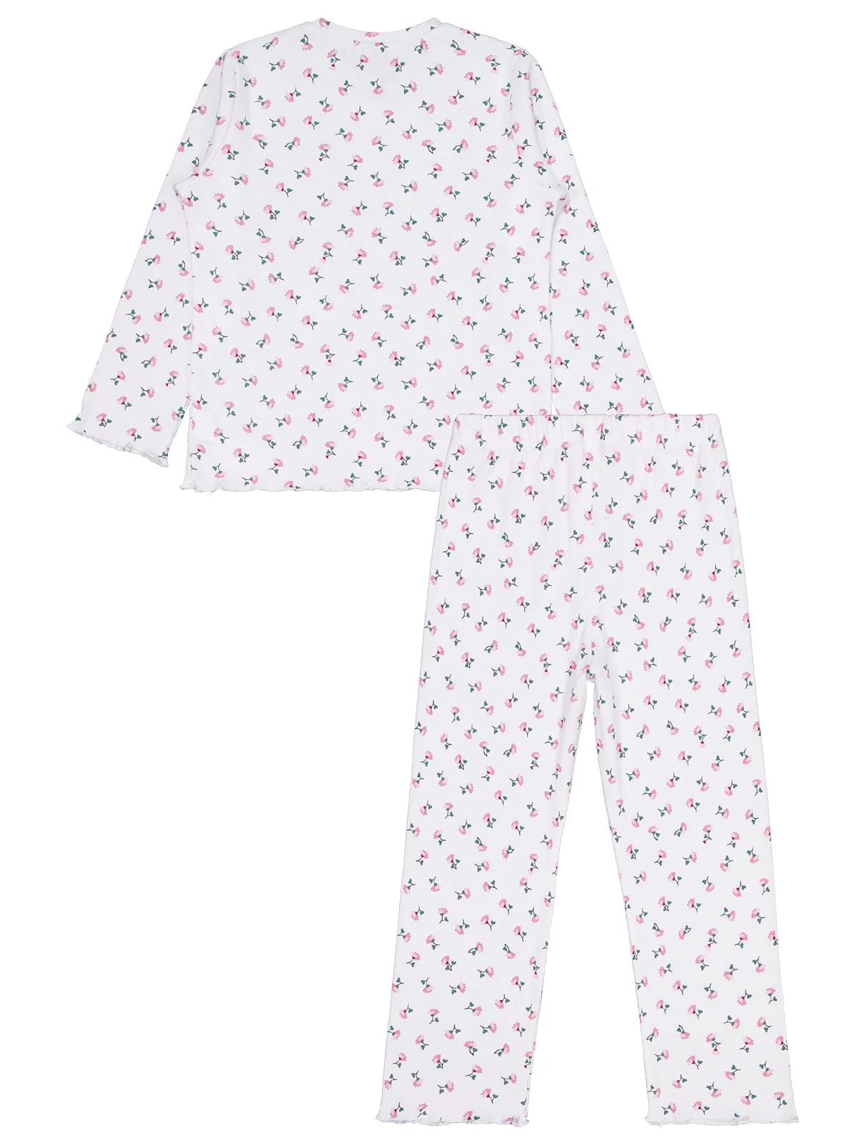 Civil Girls Çiçek Desenli 6-9 Yaş Pijama Takımı - Ekru - Image 4
