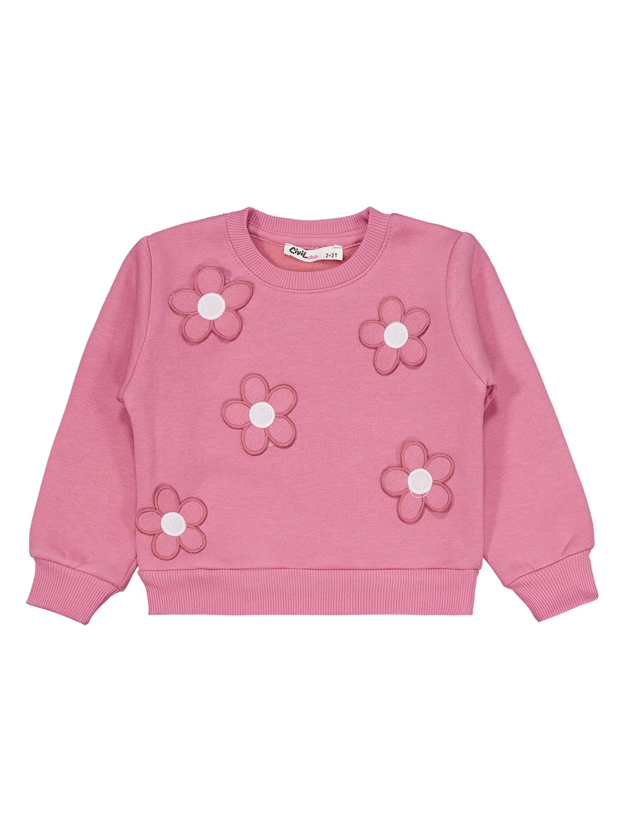 Civil Girls Çiçek Nakışlı 2-5 Yaş Eşofman Takımı - Pembe - Image 2