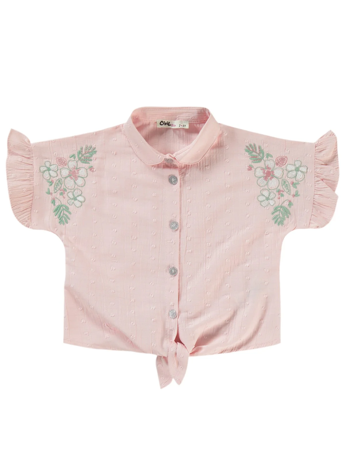 Civil Girls Çiçek Nakışlı 2-5 Yaş Takım - Pembe - Image 5