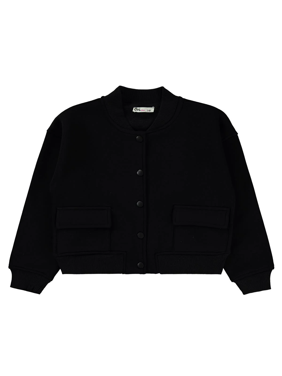Civil Girls Çıtçıtlı Cepli 10-13 Yaş Hırka - Siyah