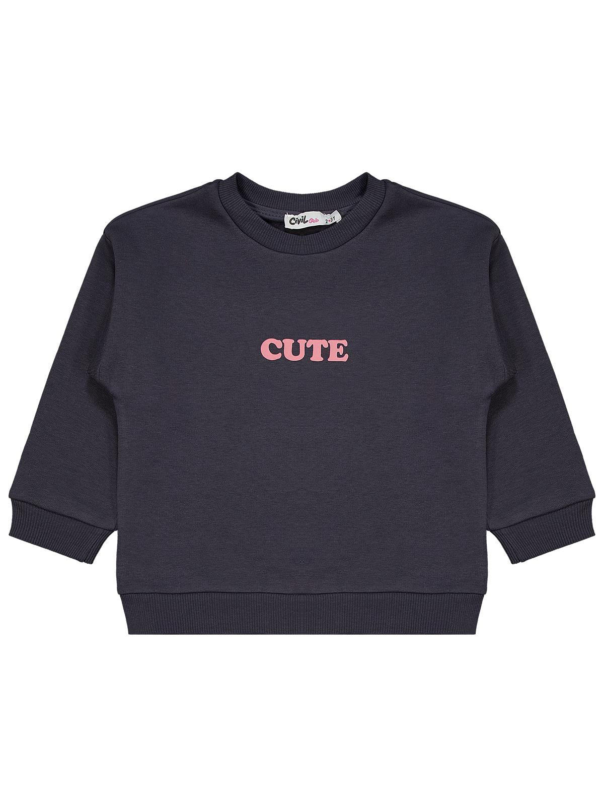 Civil Girls Cute Baskılı 2-5 Yaş Eşofman Takımı - Gri - Image 2