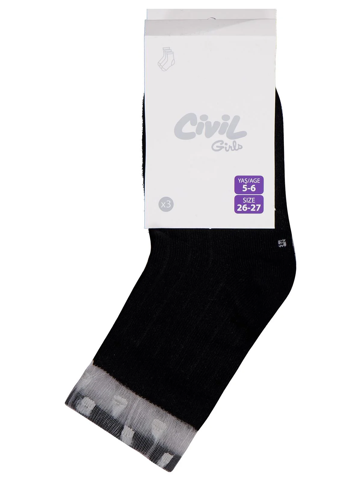 Civil Girls Derbili Tüllü 3'lü 3-11 Yaş Kız Soket Çorap - Image 8