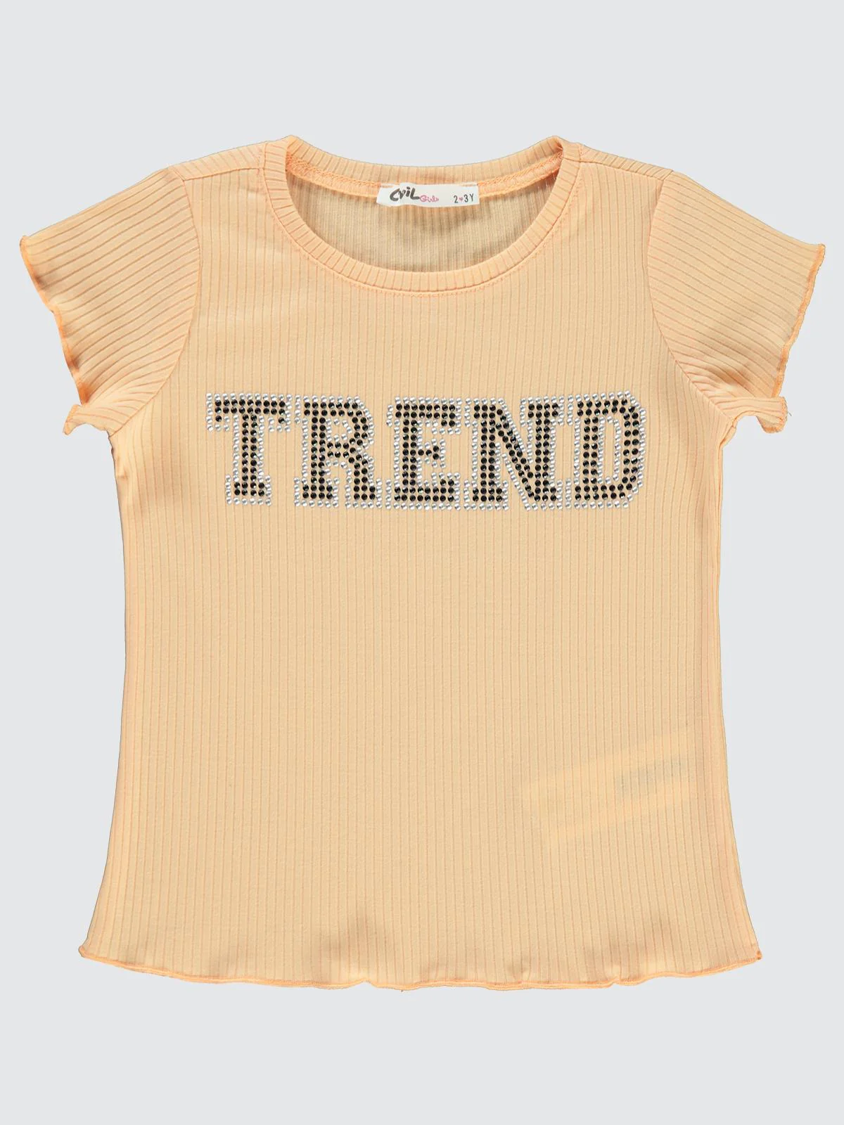 Civil Girls Derby Ribana Trend Taş İşlemeli 2-5 Yaş Tişört - Turuncu - Image 2