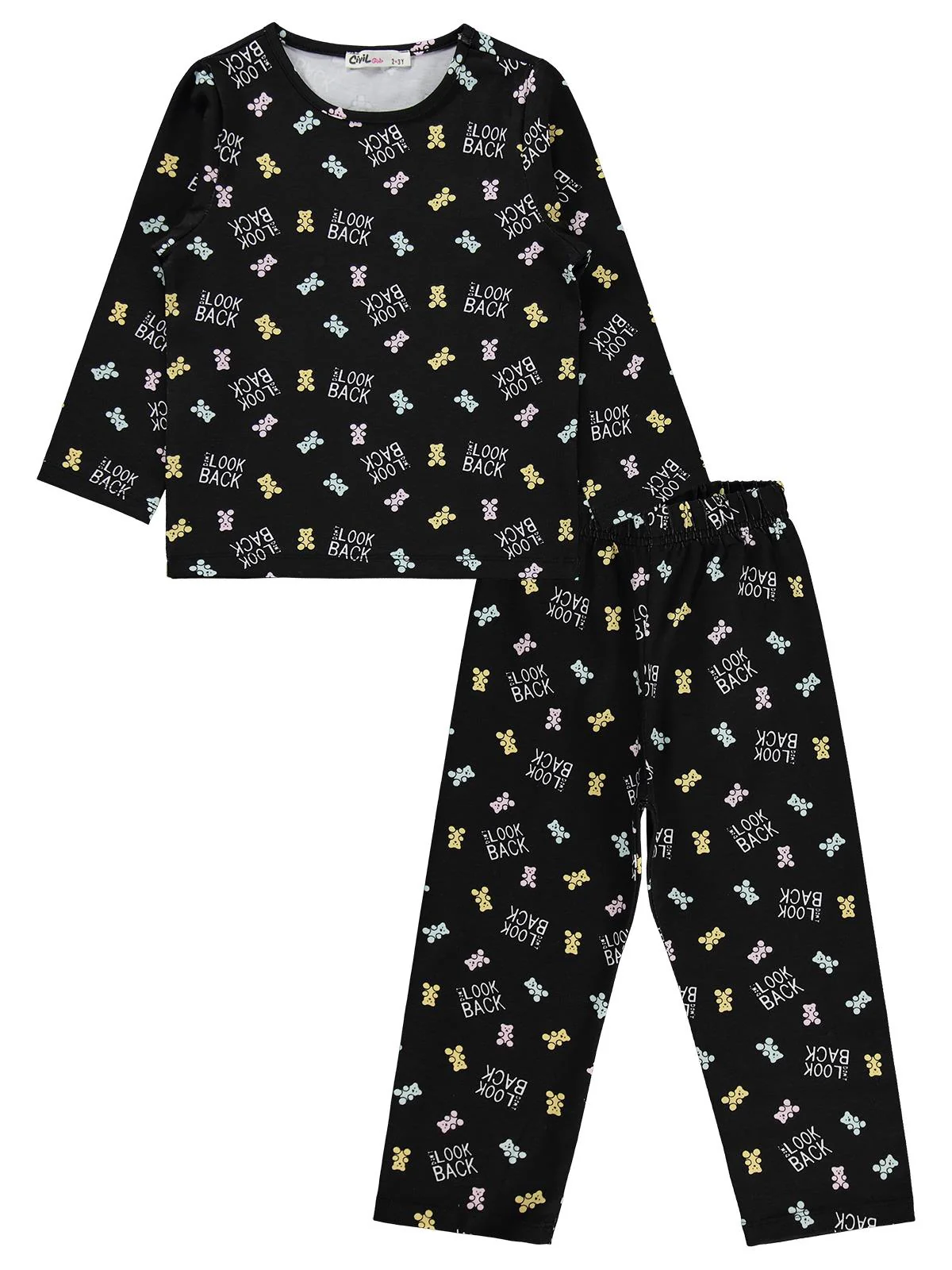Civil Girls Dont Look Back Baskılı 2-5 Yaş Pijama Takımı - Siyah