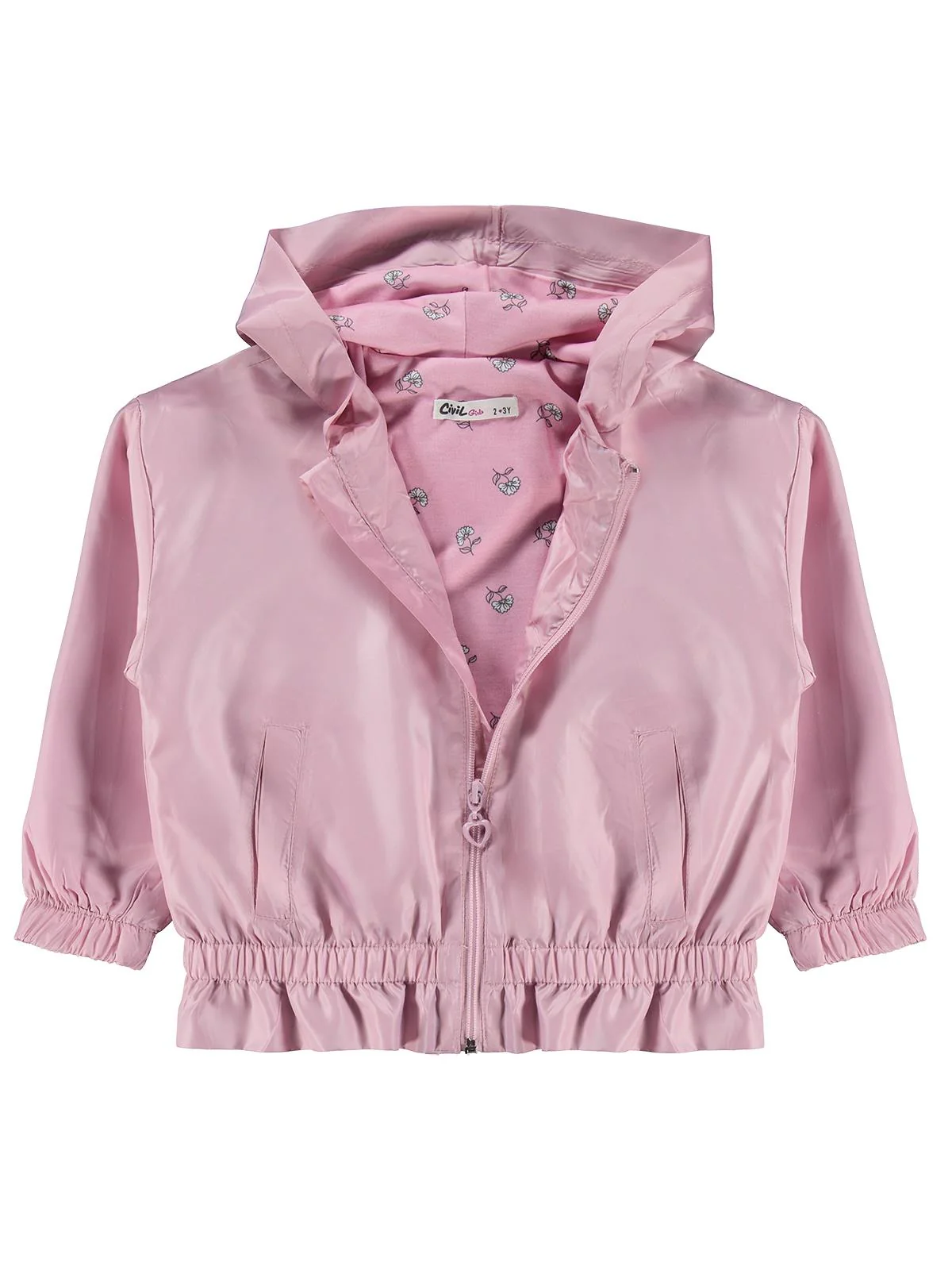 Civil Girls Etek Ucu Fırfırlı 2-5 Yaş Yağmurluk - Pembe - Image 9