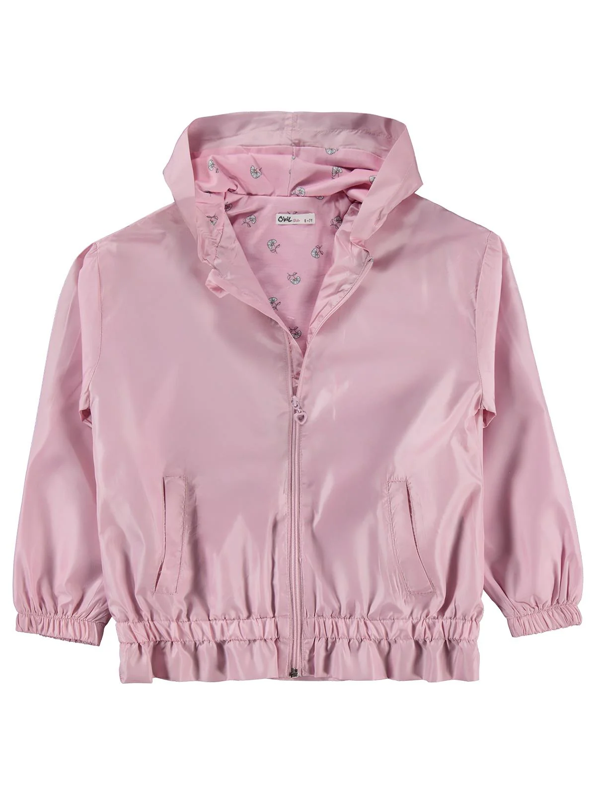 Civil Girls Etek Ucu Fırfırlı 6-9 Yaş Yağmurluk - Pembe - Image 3
