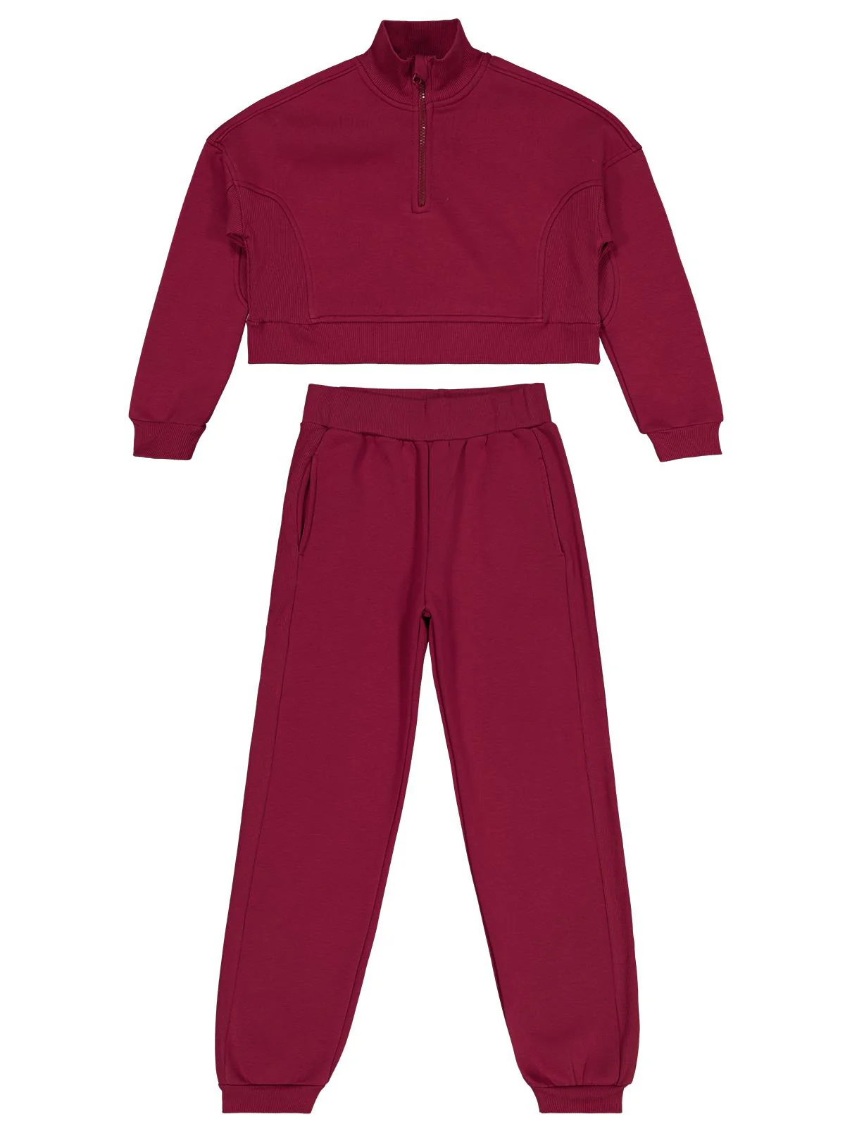 Civil Girls Fermuar Detaylı 10-13 Yaş Eşofman Takımı - Bordo - Image 7
