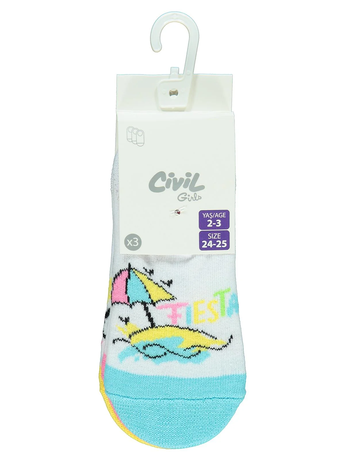 Civil Girls Fiesta 3'lü 2-12 Yaş Kız Babet Çorap - Image 2