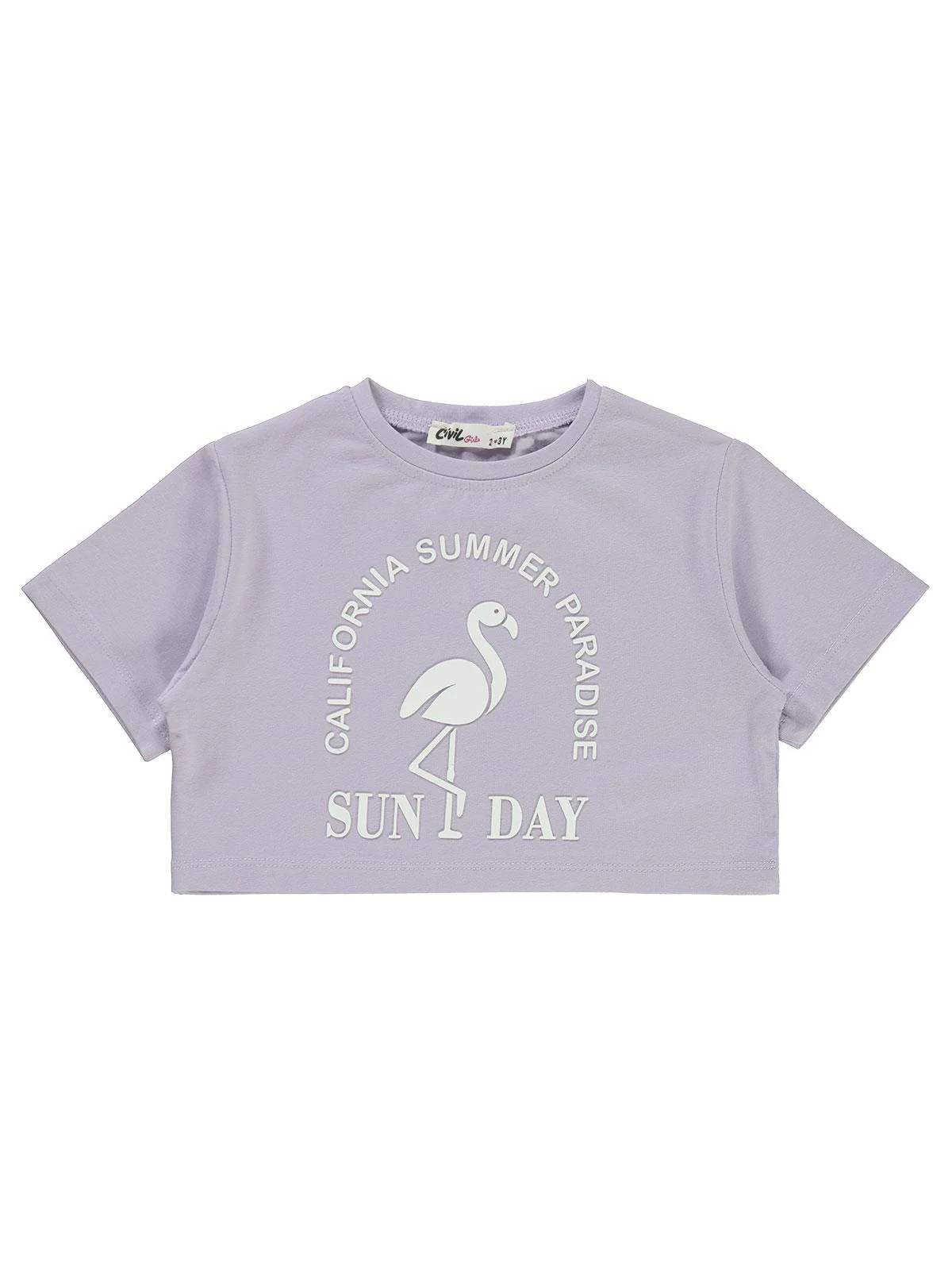 Civil Girls Flamingo Baskılı 2-5 Yaş Tişört - Lila - Image 2