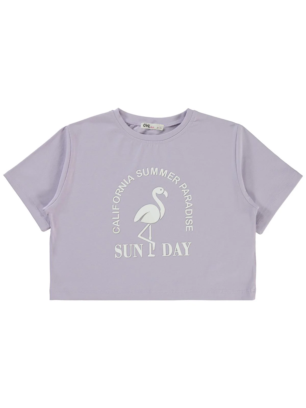 Civil Girls Flamingo Baskılı 6-9 Yaş Tişört - Lila