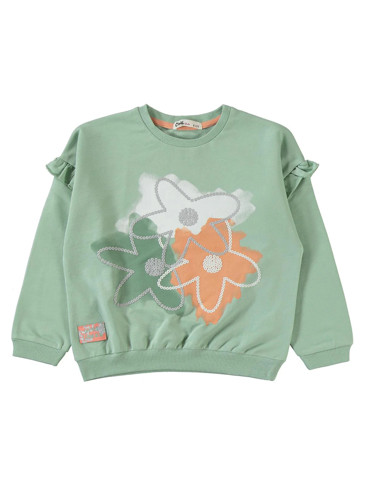 Civil Girls Flowers Baskılı 6-9 Yaş Eşofman Takımı - Yeşil - Image 5