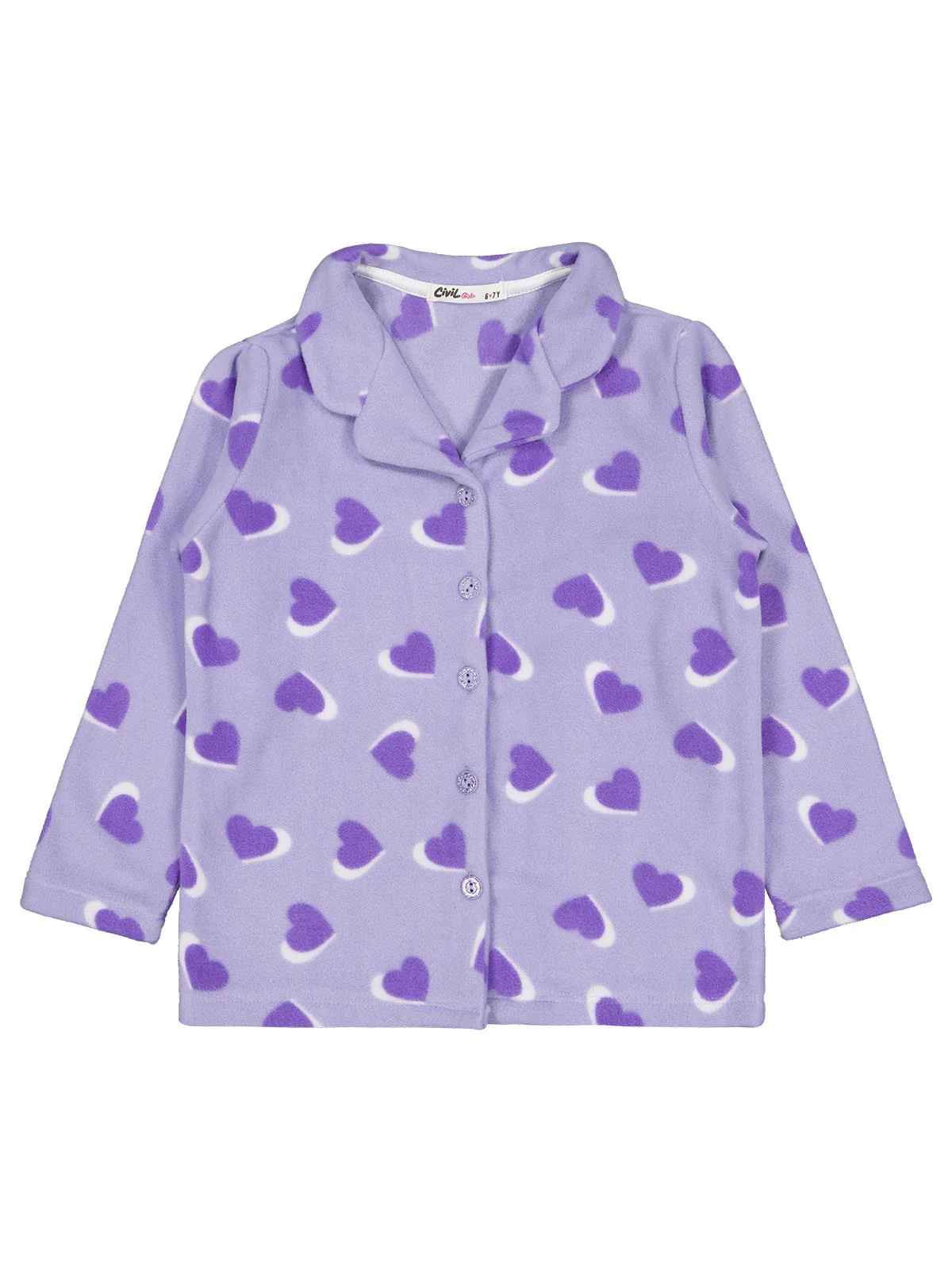 Civil Girls Kalp Desenli 10-13 Yaş Pijama Takımı - Lila - Image 5
