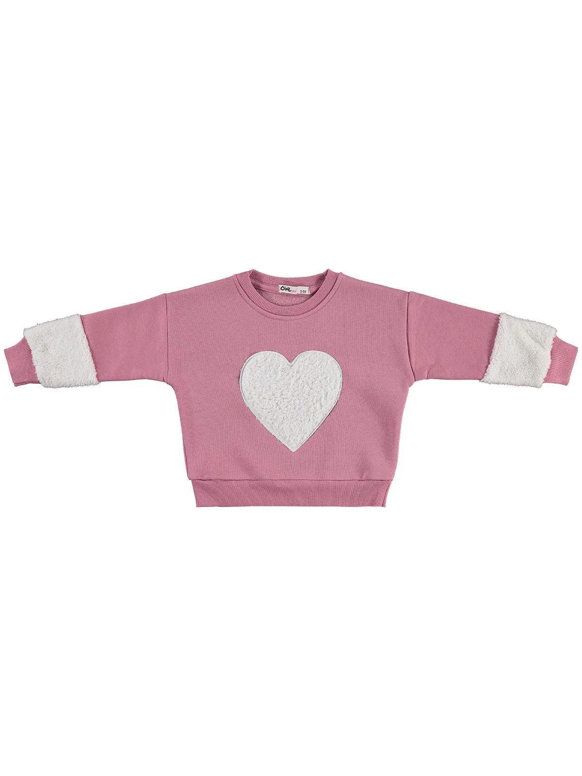Civil Girls Kalp Nakışlı 2-5 Yaş Eşofman Takımı - Pembe - Image 2