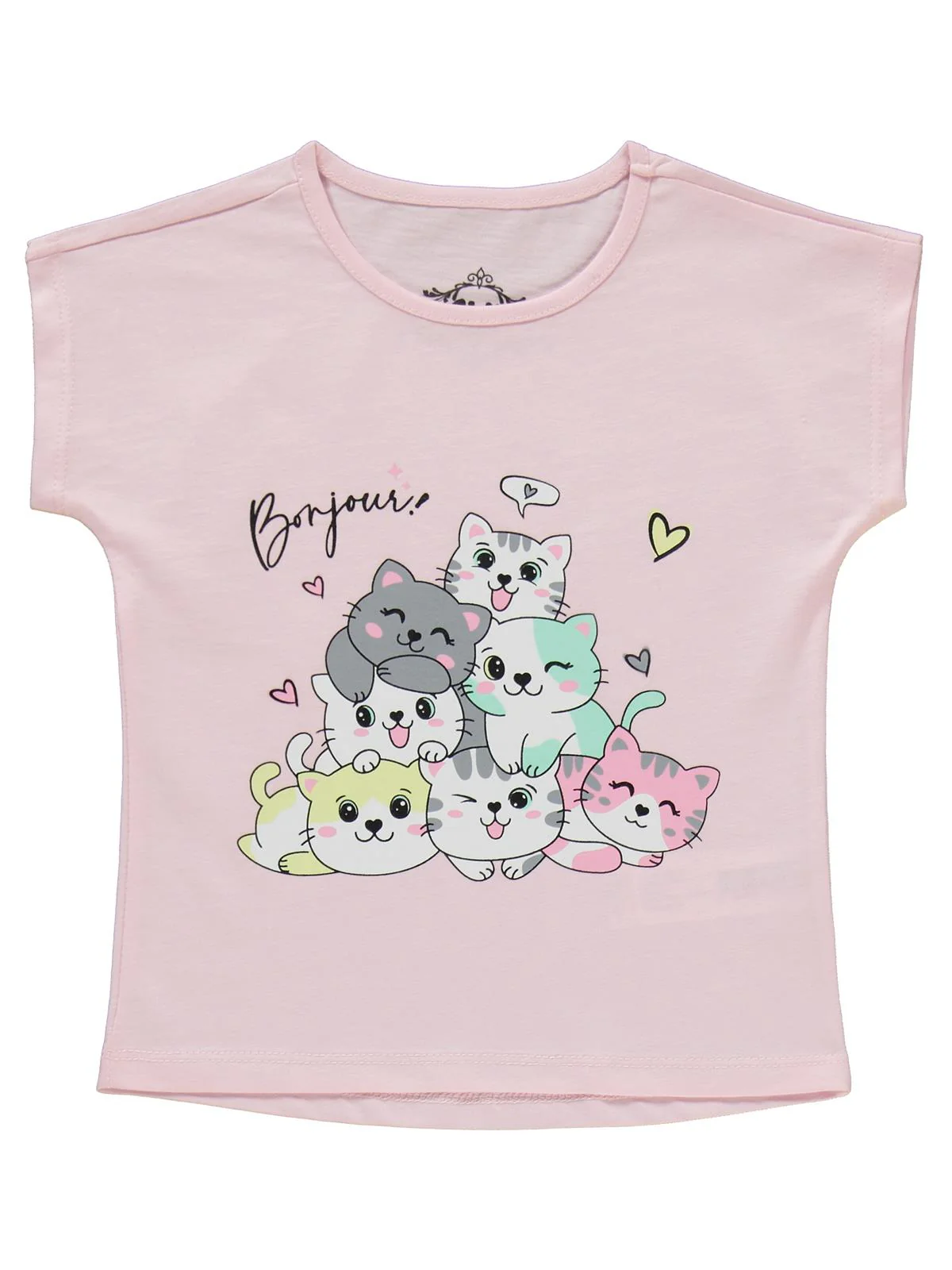 Civil Girls Kediler Baskılı 2-5 Yaş Pijama Takımı - Pembe - Image 2