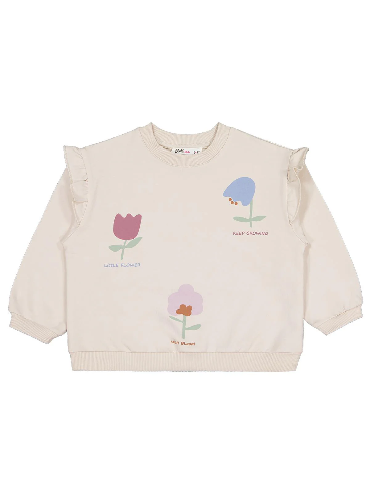 Civil Girls Lale Baskılı 2-5 Yaş Sweatshirt - Bej