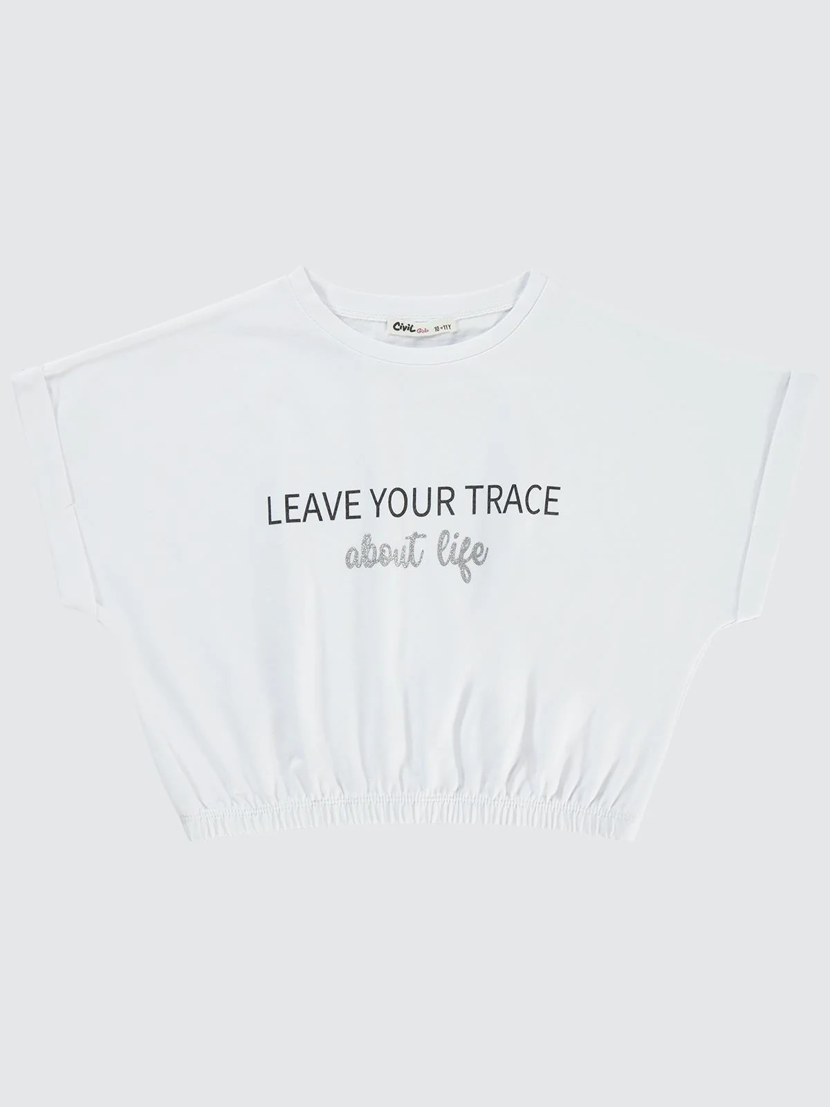 Civil Girls Leave Your Trace Baskılı 10-13 Yaş Tişört - Beyaz