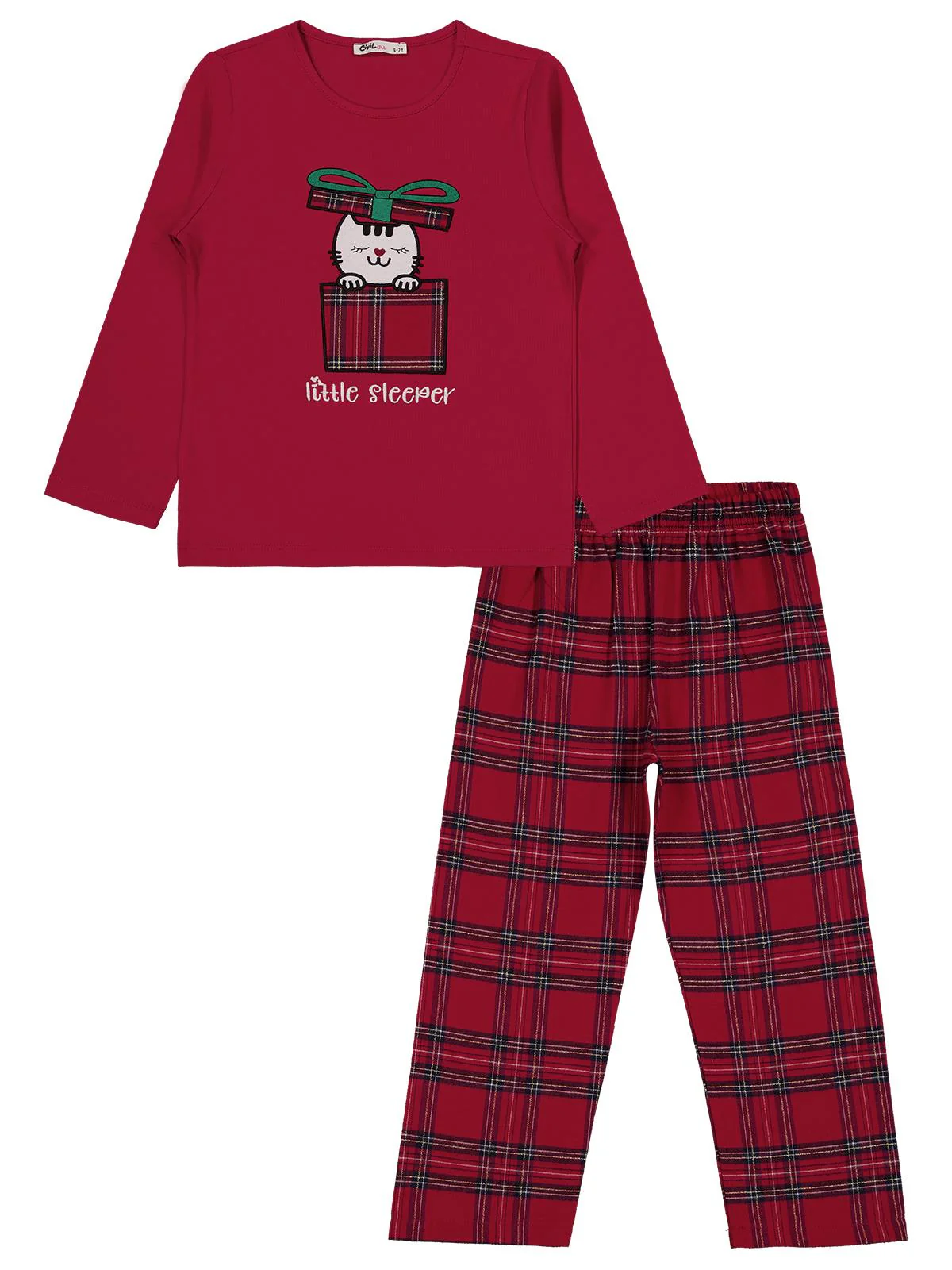 Civil Girls Little Sleeper Nakışlı 6-9 Yaş Pijama Takımı - Bordo
