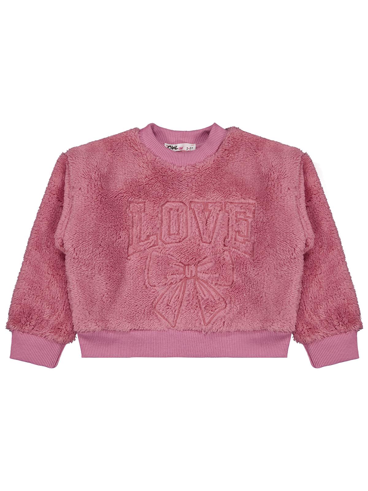 Civil Girls Love Nakışlı 2-5 Yaş Sweatshirt - Pembe - Image 4