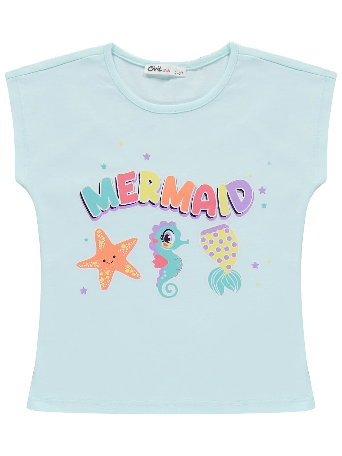 Civil Girls Mermaid Baskılı 2-5 Yaş Pijama Takımı - Yeşil - Image 2