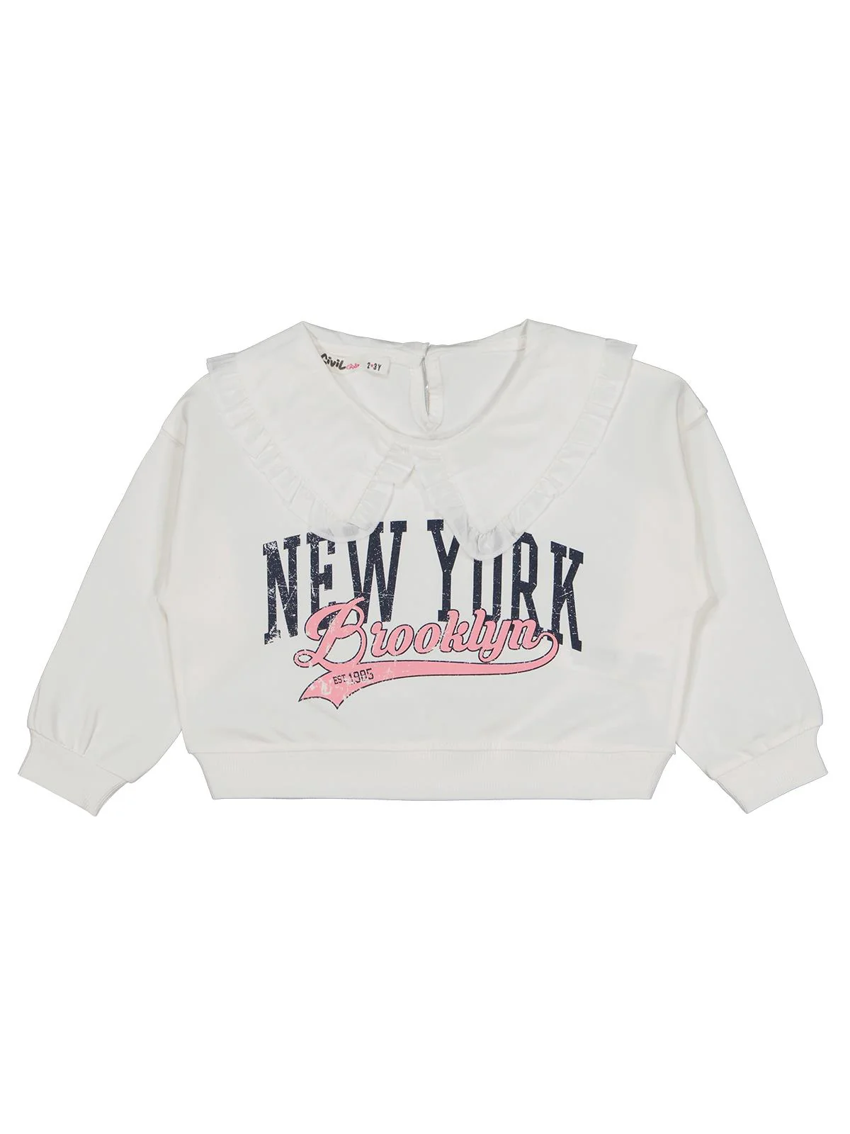 Civil Girls NewYork Baskılı 2-5 Yaş Sweatshirt - Ekru - Image 2